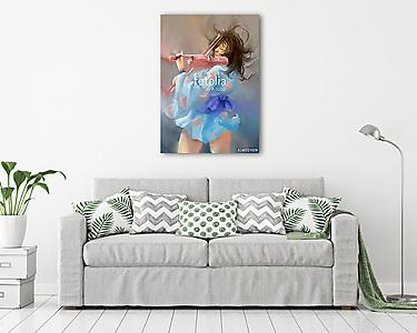 nő festő hegedű (vászonkép) - vászonkép, falikép otthonra és irodába