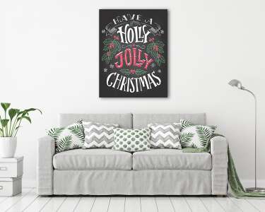 Legyen egy mohó vidám karácsony. Vintage kézírás a blackboa (vászonkép) - vászonkép, falikép otthonra és irodába