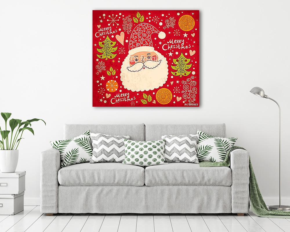 Karácsonyi vektoros illusztráció vicces Mikulás (bögre) - vászonkép, falikép otthonra és irodába