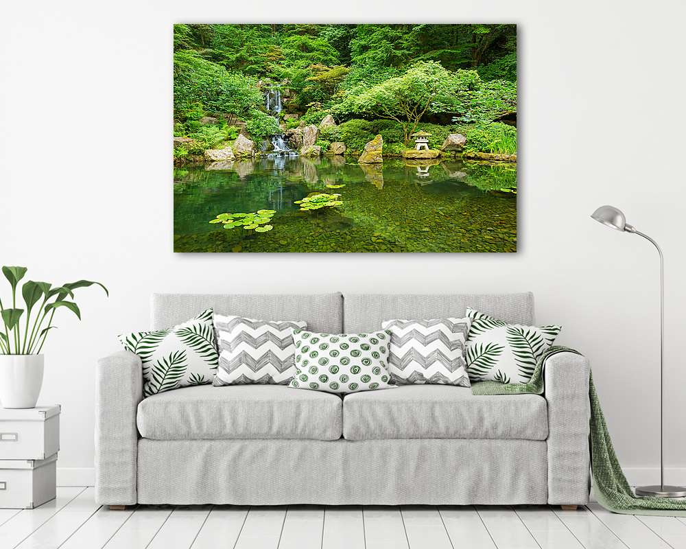 Japánkert, kis vízeséssel (vászonkép) - vászonkép, falikép otthonra és irodába