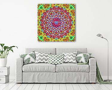 Colorful stained glass mandala kaleidoscope fractal (vászonkép) - vászonkép, falikép otthonra és irodába