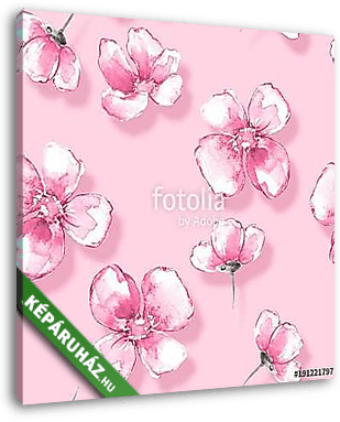 Floral seamless pattern 12. Watercolor background with pink flow - vászonkép 3D látványterv