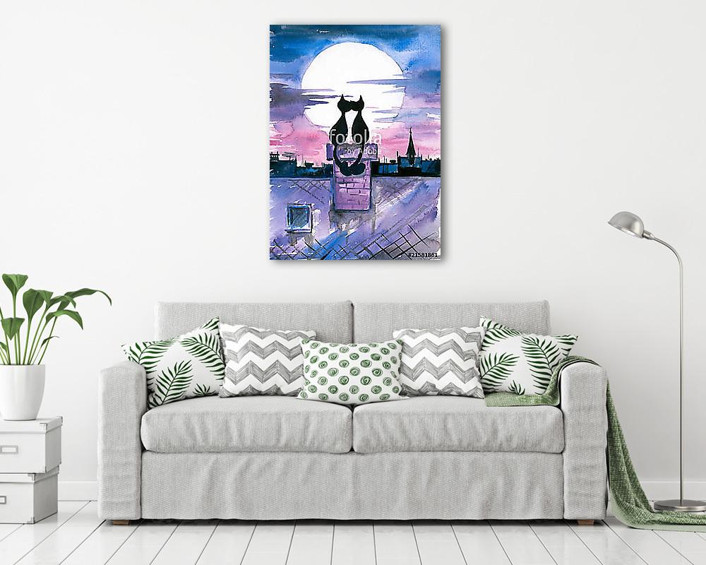 Cicák a háztetőn - vászonkép, falikép vásárlás Cicák a háztetőn (vászonkép) - vászonkép, falikép otthonra és irodába