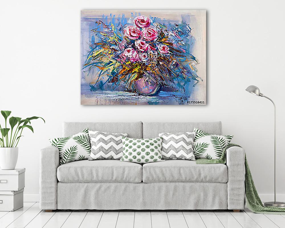 Absztrakt művészi rózsák (olajfestmény reprodukció) (vászonkép) - vászonkép, falikép otthonra és irodába