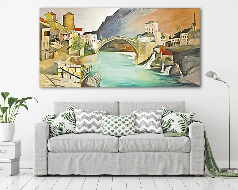 A Római híd Mosztárban (színverzió 2.) - vászonkép, falikép vásárlás A Római híd Mosztárban (színverzió 2.) (fotótapéta) - vászonkép, falikép otthonra és irodába