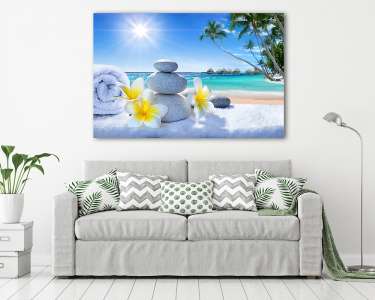 spa kezelés trópusi tengerparton (vászonkép) - vászonkép, falikép otthonra és irodába
