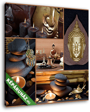Ázsiai Spa dekoráció Buddha barna és fekete színben - vászonkép 3D látványterv