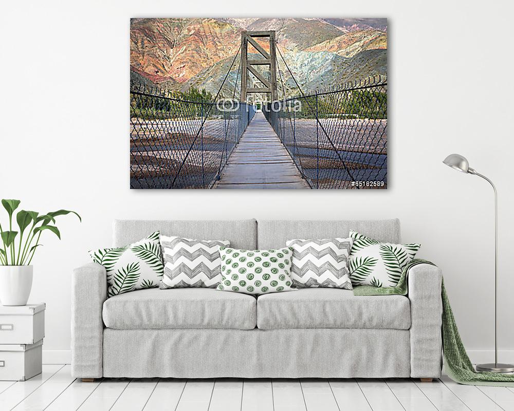 Híd a Purmamarca színes hegyén, Jujuy Argentina - vászonkép, falikép vásárlás Híd a Purmamarca színes hegyén, Jujuy Argentina (vászonkép) - vászonkép, falikép otthonra és irodába
