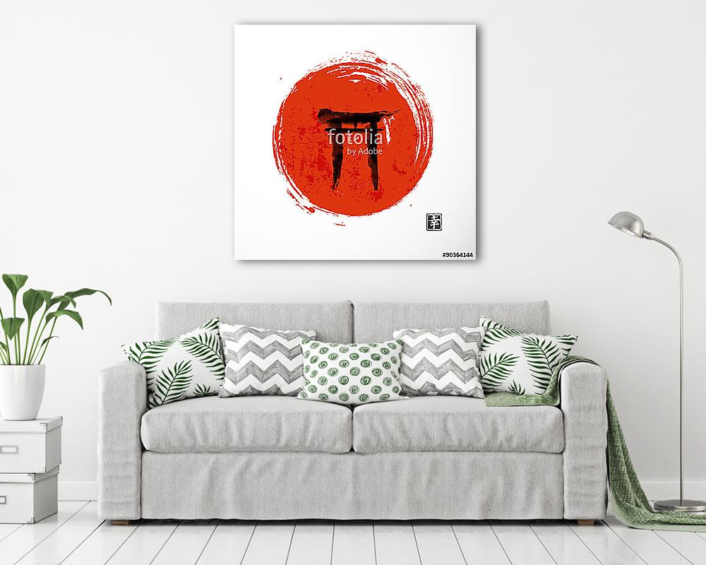 Torii kapuk és piros felkelő nap  - vászonkép, falikép vásárlás Torii kapuk és piros felkelő nap  (vászonkép) - vászonkép, falikép otthonra és irodába