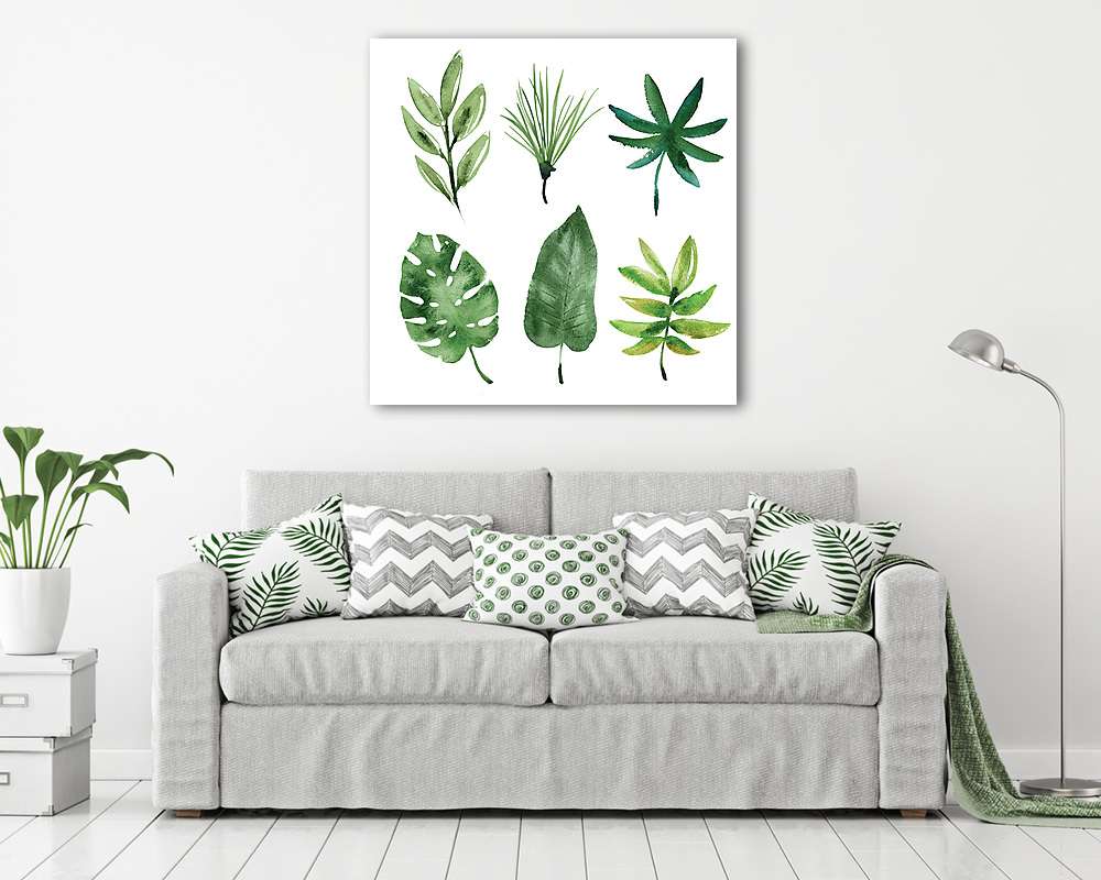 Az akvarell trópusi levelei (vászonkép) - vászonkép, falikép otthonra és irodába