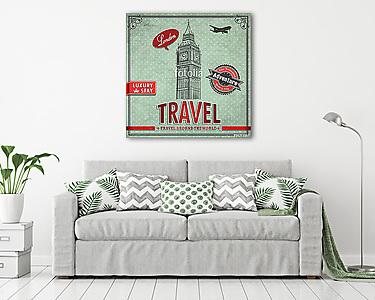 Vintage Big Ben Travel vacation poster (vászonkép) - vászonkép, falikép otthonra és irodába