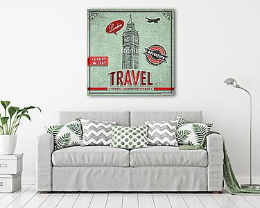 Vintage Big Ben Travel vacation poster (vászonkép) - vászonkép, falikép otthonra és irodába