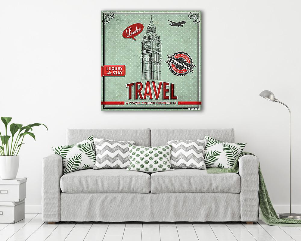 Vintage Big Ben Travel vacation poster (vászonkép) - vászonkép, falikép otthonra és irodába