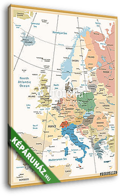 Európa politikai térképe Retro színek - vászonkép 3D látványterv