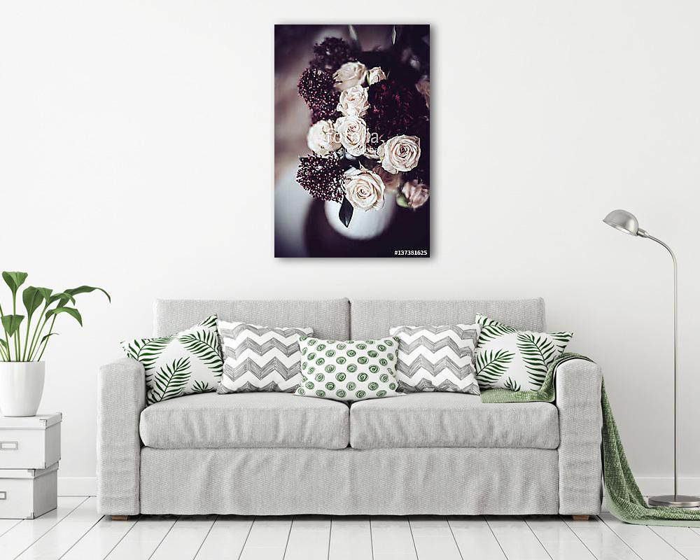 bouquet of roses and carnations (vászonkép) - vászonkép, falikép otthonra és irodába