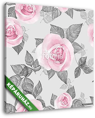 Delicate roses. Hand drawn watercolor floral seamless pattern 2 - vászonkép 3D látványterv