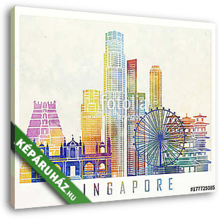 Singapore landmarks watercolor poster - vászonkép 3D látványterv