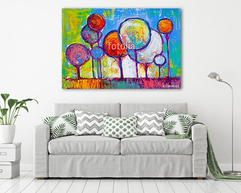 Tarka absztrakt erdő (olajfestmény reprodukció) - vászonkép, falikép vásárlás Tarka absztrakt erdő (olajfestmény reprodukció) (keretezett kép) - vászonkép, falikép otthonra és irodába