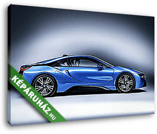 BMW i8 Blue Photo Side - vászonkép 3D látványterv