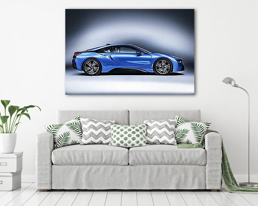 BMW i8 Blue Photo Side (vászonkép) - vászonkép, falikép otthonra és irodába