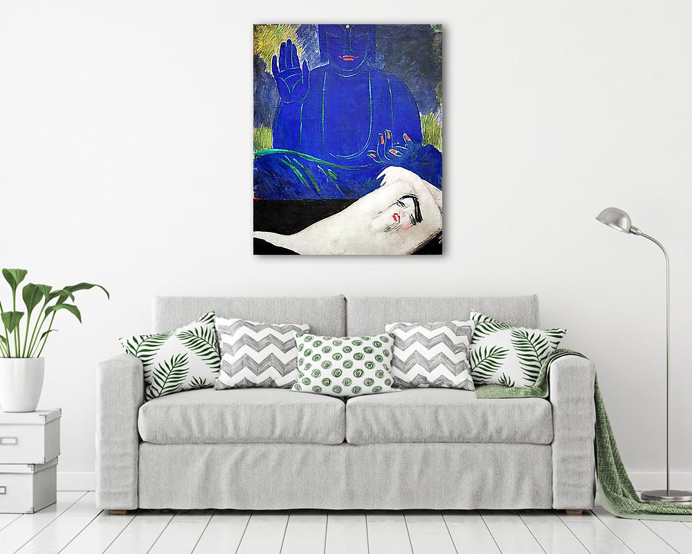 Női akt Buddha háttérrel (többrészes kép) - vászonkép, falikép otthonra és irodába