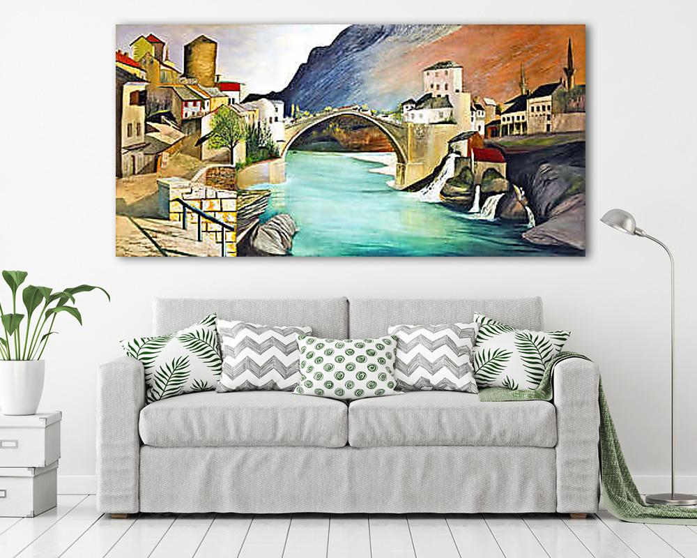 A Római híd Mosztárban ( Színverzió 3) - vászonkép, falikép vásárlás A Római híd Mosztárban ( Színverzió 3) (keretezett kép) - vászonkép, falikép otthonra és irodába
