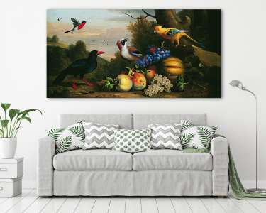 Csendélet madarakkal és gyümölcsökkel (vászonkép) - vászonkép, falikép otthonra és irodába