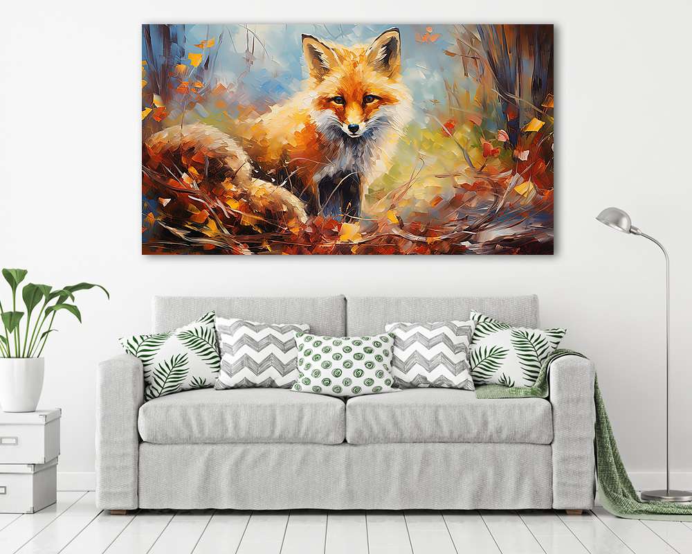 Róka az őszi erdőben  (bögre) - vászonkép, falikép otthonra és irodába
