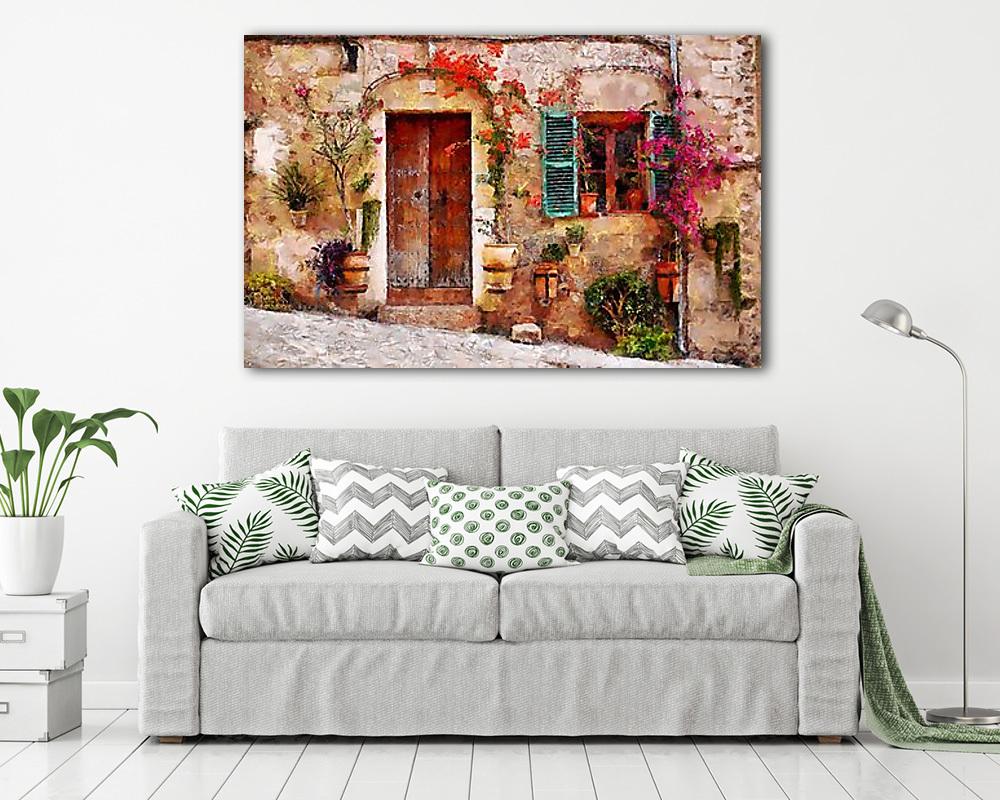 Mediterrán kapualj Valldemossa-ban (Festmény verzió) (többrészes kép) - vászonkép, falikép otthonra és irodába