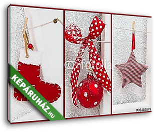 Karácsonyi motívumok vörös és fehér - vászonkép 3D látványterv