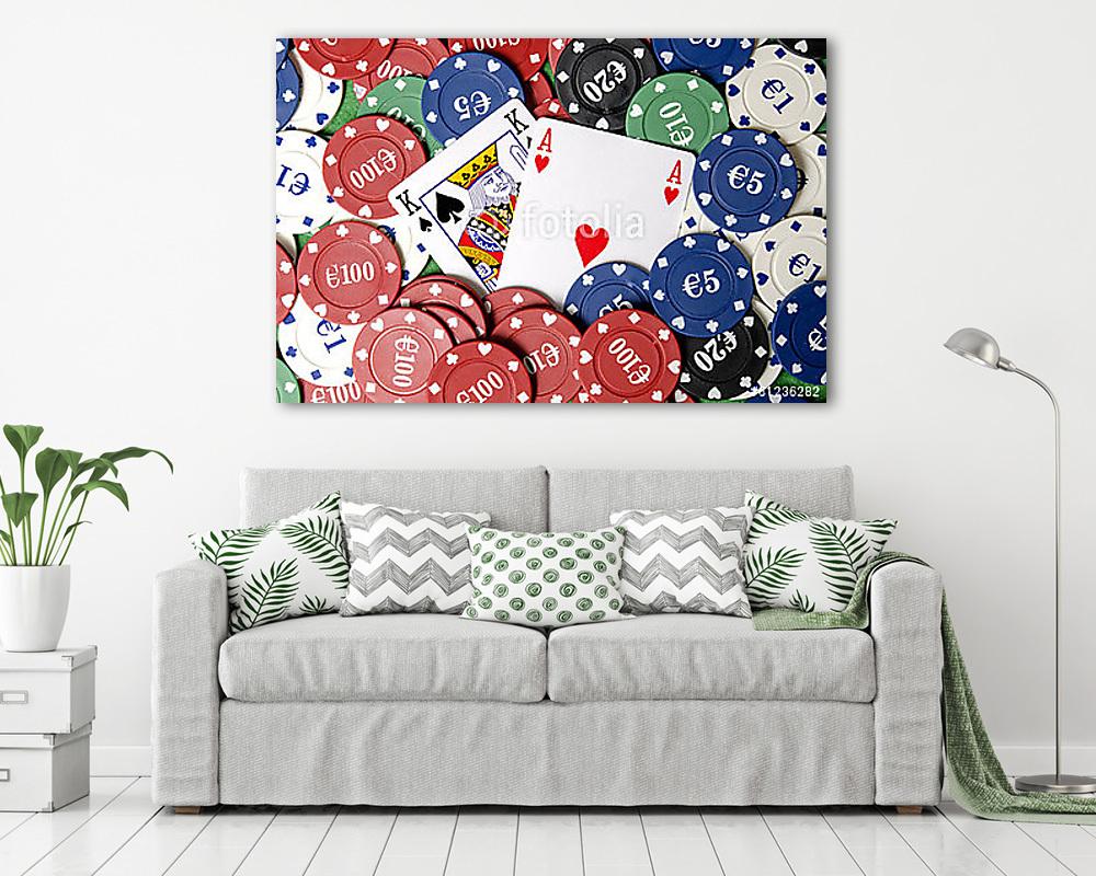 a szerencsejáték zsetonja és királya (többrészes kép) - vászonkép, falikép otthonra és irodába