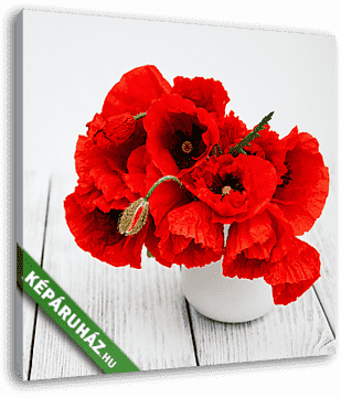 Vörös mákok vázában - vászonkép 3D látványterv