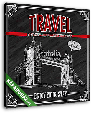 Vintage London Travel ünnepi plakát - vászonkép 3D látványterv