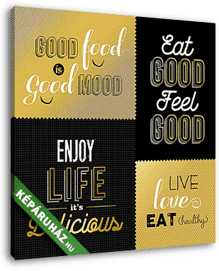 Retro style food quotes set in gold color - vászonkép 3D látványterv