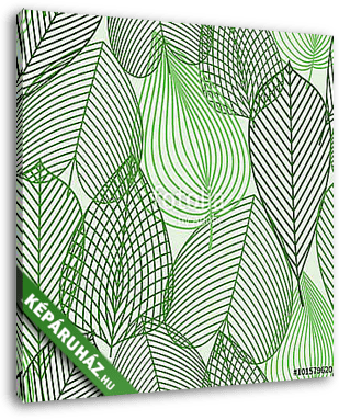 Spring green leaves seamless pattern - vászonkép 3D látványterv