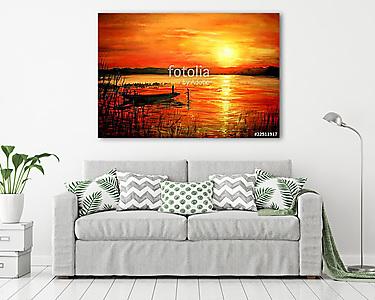 Sunset acrylic painted. (vászonkép) - vászonkép, falikép otthonra és irodába