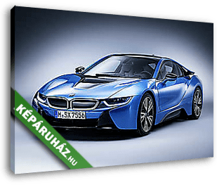 BMW i8 Blue Photo LF - vászonkép 3D látványterv