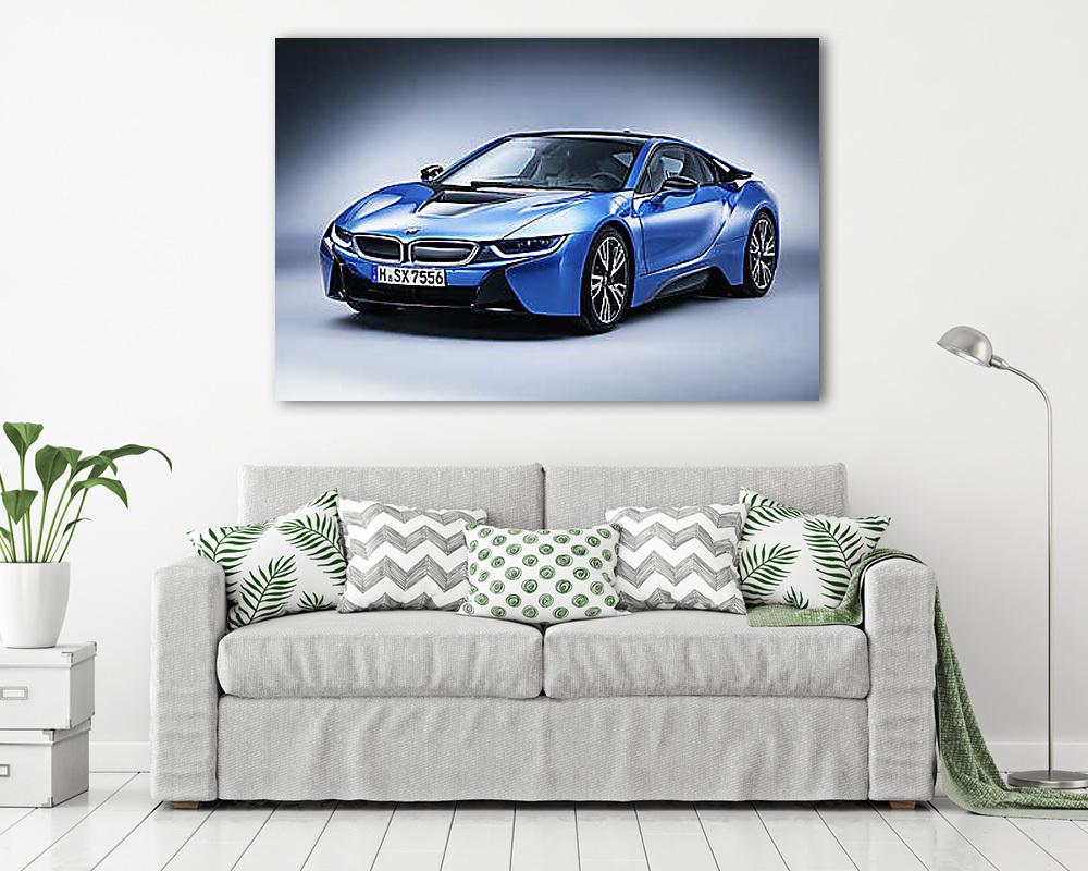 BMW i8 Blue Photo LF (vászonkép) - vászonkép, falikép otthonra és irodába