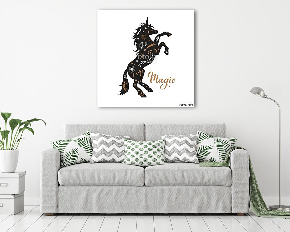 Varázslat Unikornis - fehér háttér - vászonkép, falikép vásárlás Varázslat Unikornis - fehér háttér (vászonkép) - vászonkép, falikép otthonra és irodába