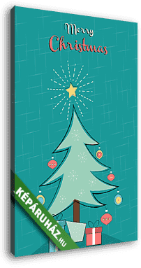 Színes karácsonyi grafika 3. (karácsonyfa ajándékokkal) - vászonkép 3D látványterv