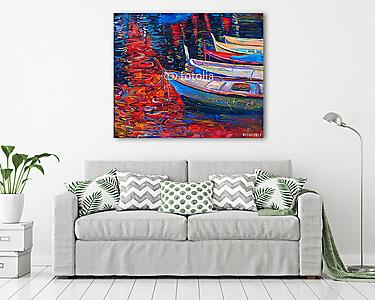 Csónakok napnyugtakor (vászonkép) - vászonkép, falikép otthonra és irodába