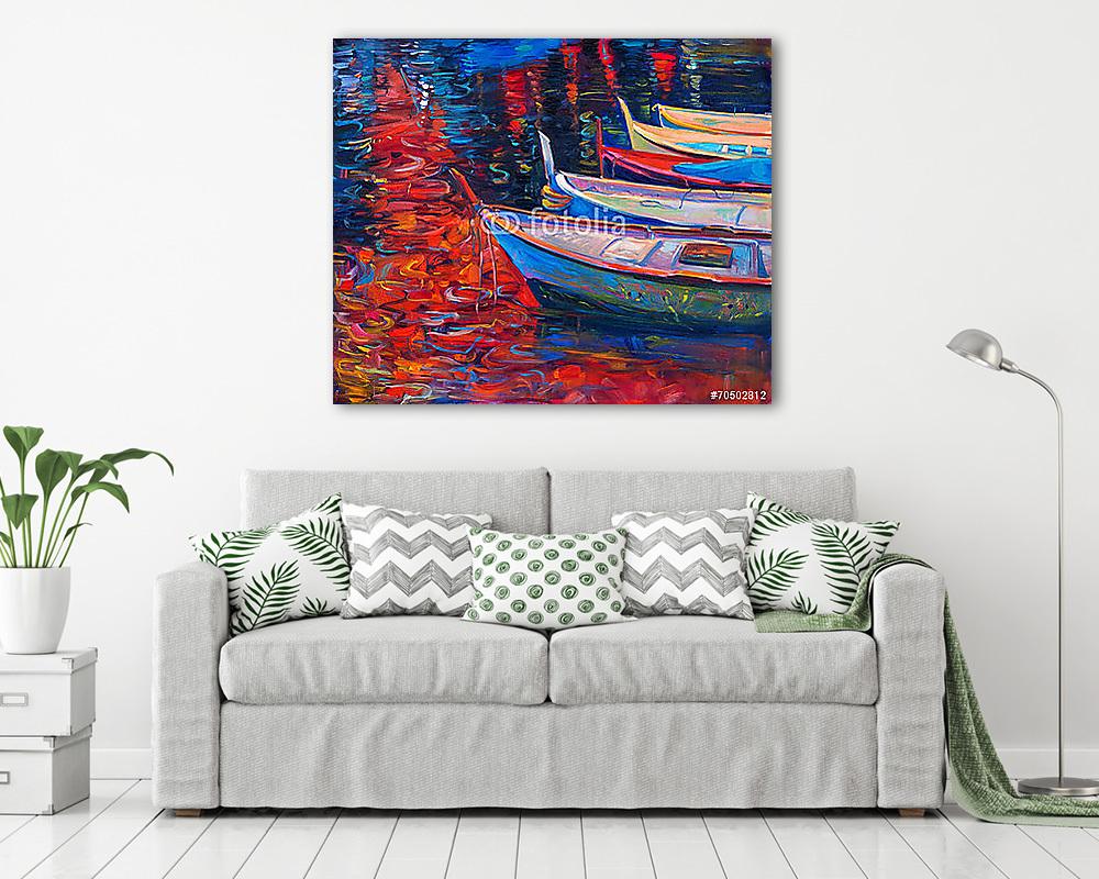 Csónakok napnyugtakor (vászonkép) - vászonkép, falikép otthonra és irodába