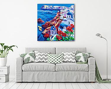 Santorini templomok (vászonkép) - vászonkép, falikép otthonra és irodába