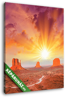 A Monument Valley, Utah. Gyönyörű táj nyári naplementében - vászonkép 3D látványterv