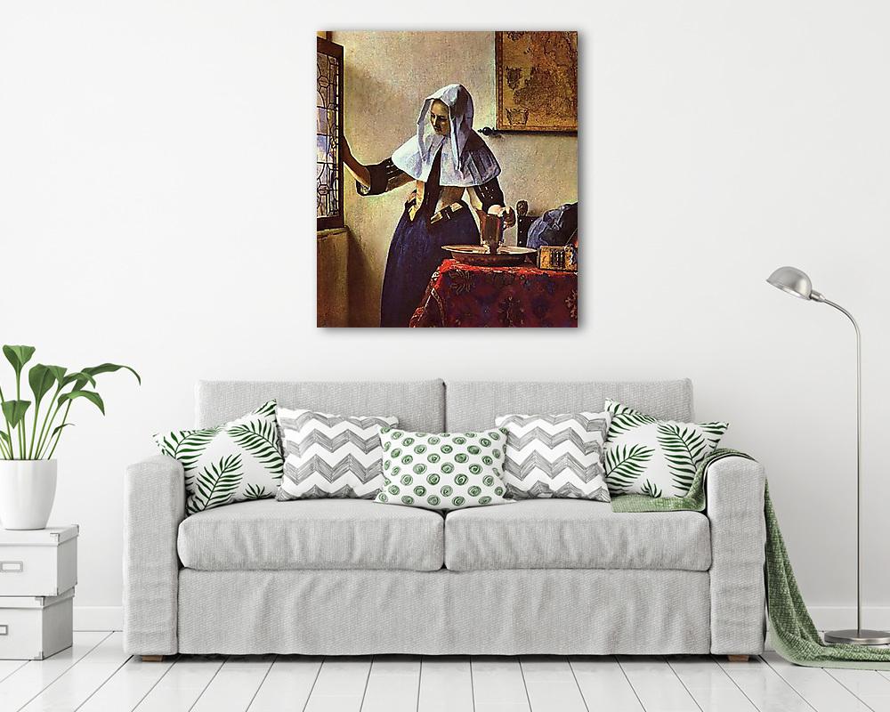 Fiatal nő kancsóval, az ablaknál állva - vászonkép, falikép vásárlás Fiatal nő kancsóval, az ablaknál állva (vászonkép) - vászonkép, falikép otthonra és irodába