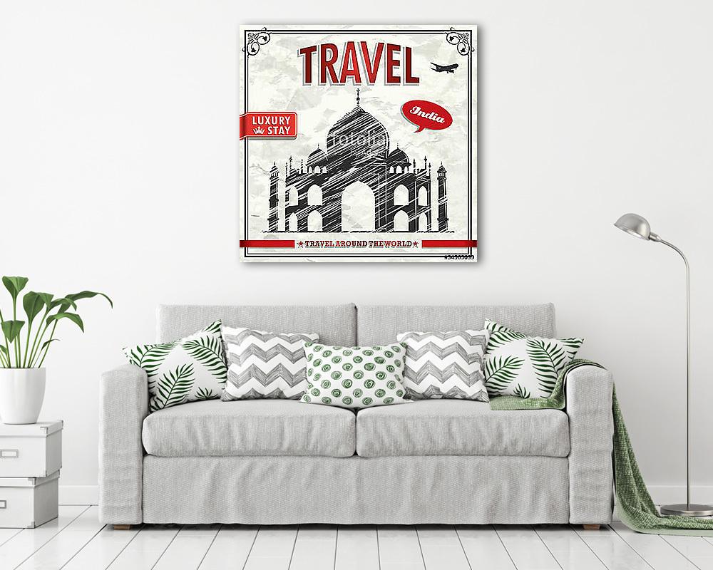 Vintage travel India ünnepi plakát (bögre) - vászonkép, falikép otthonra és irodába
