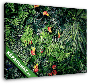 Divatos zöld dzsungel nyári háttér - egzotikus vintage t - vászonkép 3D látványterv