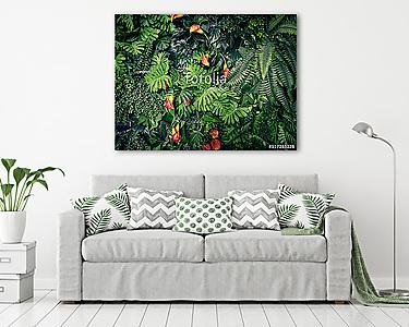 Divatos zöld dzsungel nyári háttér - egzotikus vintage t (vászonkép) - vászonkép, falikép otthonra és irodába