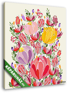 Greeting card flowers. Floral illustration with field flowers in - vászonkép 3D látványterv