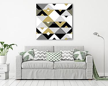 Triangle geometric abstract golden seamless pattern. Vector back (vászonkép) - vászonkép, falikép otthonra és irodába